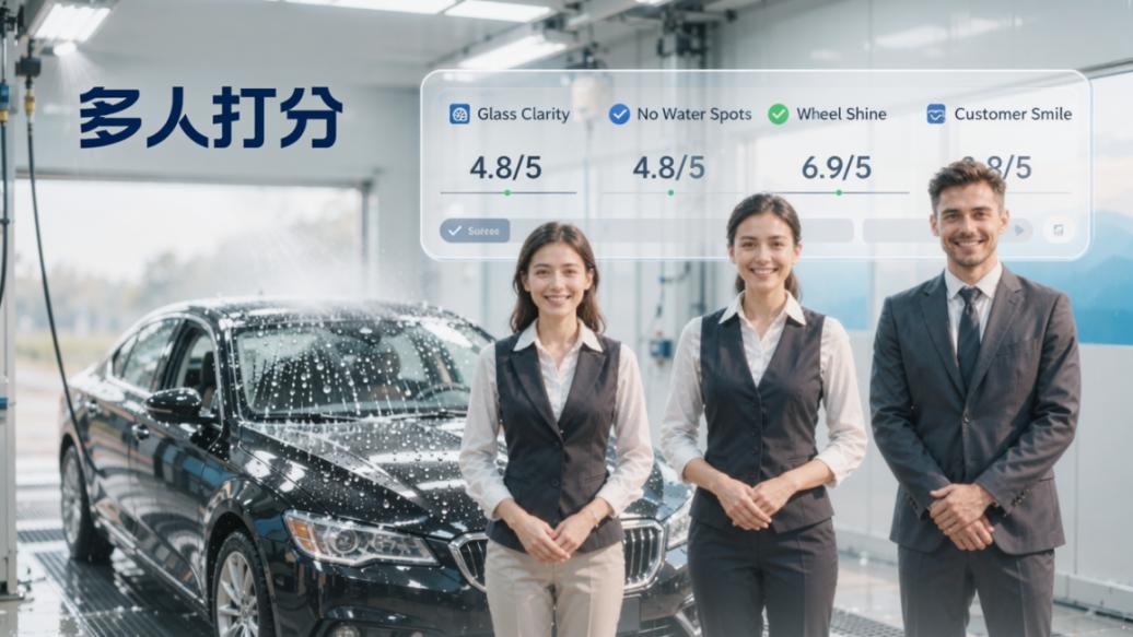 洗车店服务质量怎么评分？用【多人打分】自定义指标、多人匿名打分、实时看结果
