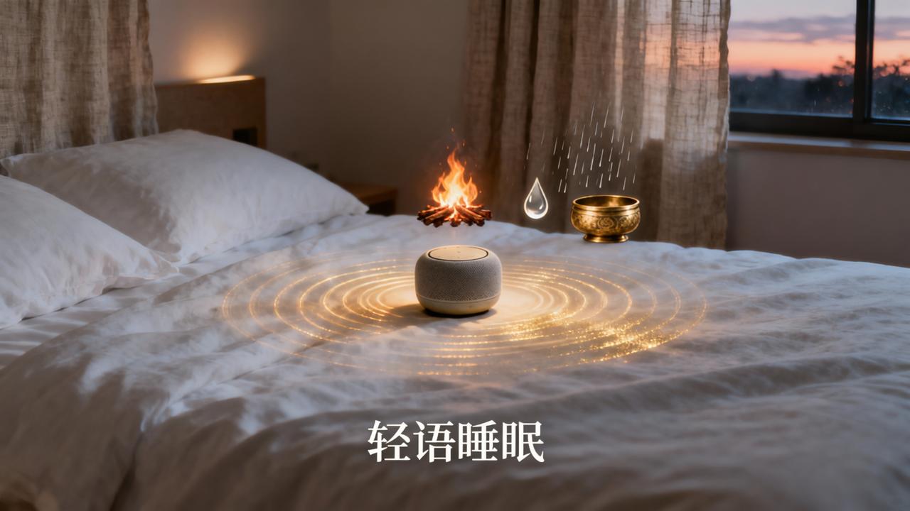 卧室环境怎么影响睡眠？用【轻语睡眠】听火声雨声钵音改善入睡困难