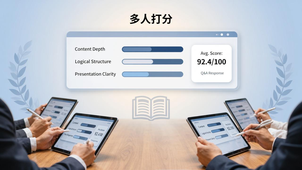 毕业答辩评分标准怎么定？多人打分如何设置自定义指标并自动汇总评委分数